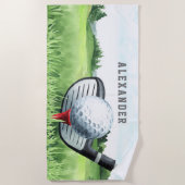 Girl Boy Golf Summer Beach Towel Strandlaken (Voorkant)
