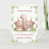 Girl Boy Twins 1st Birthday Teddy Bears Card Kaart (Voorkant)