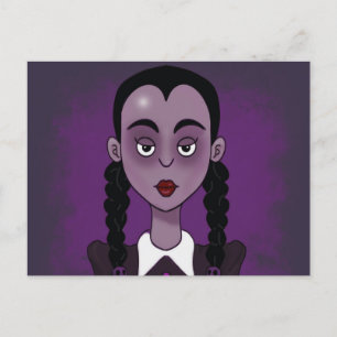 GIRL BRAIDS GOTHIC EMO ART Briefkaarten