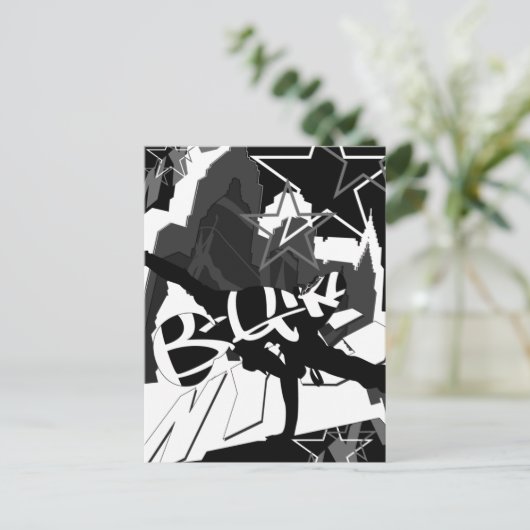 Girl Break Dancer Silhouette Briefkaart (Staand voorkant)