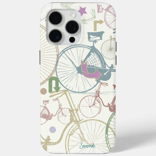  Girl Bright Colors Bicycles Patroon Case-Mate iPhone Case (Achterkant)