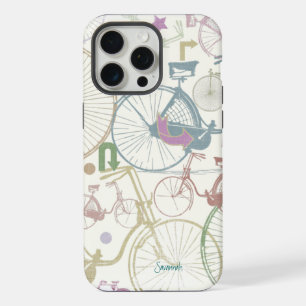 Girl Bright Colors Bicycles Patroon iPhone 15 Pro Max Hoesje
