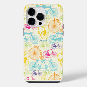 Girl Bright Colors Bike Pattern iPhone 14 Pro Max Hoesje
