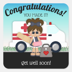 Girl Broken Arm krijgt snel weer iets Vierkante Sticker