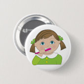 Girl Brushing Teeth Ronde Button 5,7 Cm (Voorkant /achterkant)