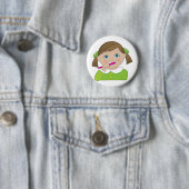 Girl Brushing Teeth Ronde Button 5,7 Cm (In situ)