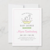 Girl Bubble Bath Baby shower Invitation Kaart (Voorkant)