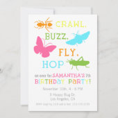 Girl Bug Insect verjaardagsfeestje uitnodiging (Voorkant)
