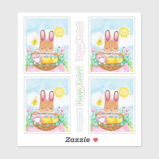 Girl Bunny met Sticker uit mandje (Vel)