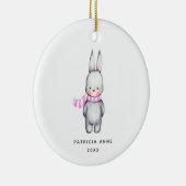 Girl Bunny Personalized Baby 1st Kerstmis Keramisch Ornament (Rechts)