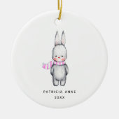 Girl Bunny Personalized Baby 1st Kerstmis Keramisch Ornament (Voorkant)