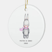 Girl Bunny Personalized Baby 1st Kerstmis Keramisch Ornament (Links)