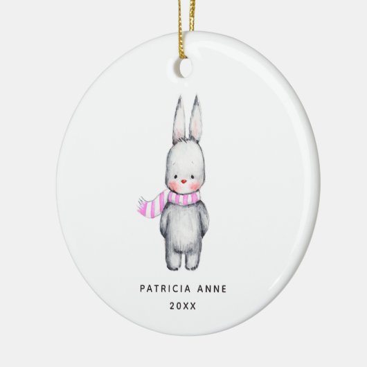 Girl Bunny Personalized Baby 1st Kerstmis Keramisch Ornament (Links)
