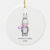 Girl Bunny Personalized Baby 1st Kerstmis Keramisch Ornament (Achterkant)