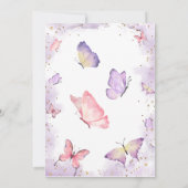 Girl Butterfly Baby shower Invitation Kaart (Achterkant)
