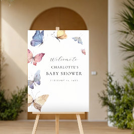 Girl Butterfly Baby Shower Welcome Sign Foto Afdruk