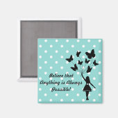 Girl Butterfly-ballonnen Dream Motivation Simple Magneet (Voorkant / Achterkant)
