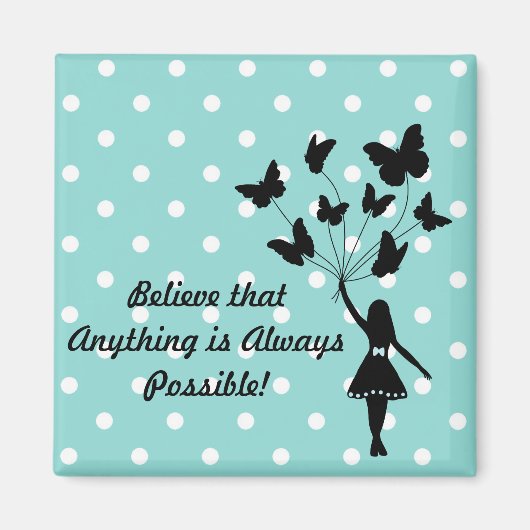 Girl Butterfly-ballonnen Dream Motivation Simple Magneet (Voorkant)