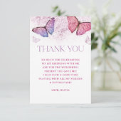 Girl Butterfly Theme 1st Birthday Party Bedankt (Staand voorkant)