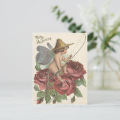 Girl Butterfly Wings Gevist Reel Roos Briefkaart (Staand voorkant)