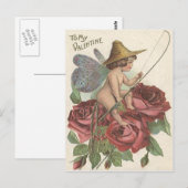 Girl Butterfly Wings Gevist Reel Roos Briefkaart (Voorkant / Achterkant)