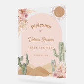 Girl Cactus Desert Baby Shower Southwestern Acryl Bord (Hoek)