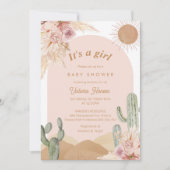 Girl Cactus Desert Baby Shower Southwestern Kaart (Voorkant)