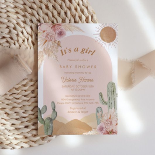 Girl Cactus Desert Baby Shower Southwestern Kaart