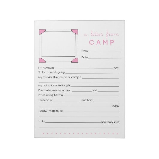 Girl Camp Stationery Letter uit Camp Notitieblok (Linkerzijde)