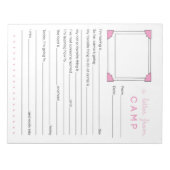 Girl Camp Stationery Letter uit Camp Notitieblok (Voorkant)