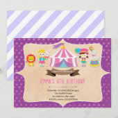 Girl Carnival Birthday Party Invitation Kaart (Voorkant / Achterkant)
