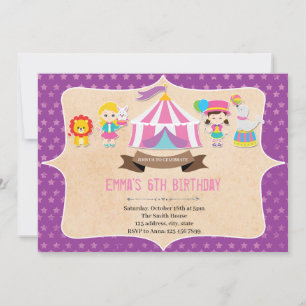 Girl Carnival Birthday Party Invitation Kaart