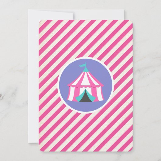 Girl Carnival Circus Animals Baby shower Invite Kaart (Achterkant)