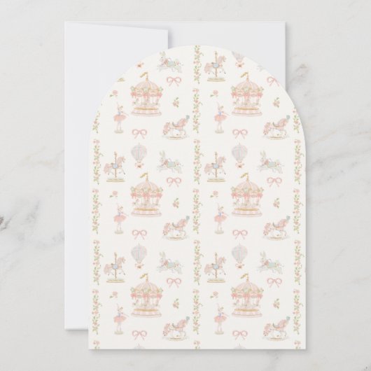 Girl Carousel Fairytale Cream Arch Birthday Party Kaart (Achterkant)