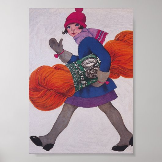 Girl Carrying Giant Skein of Yarn  Poster (Voorkant)