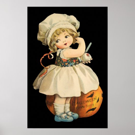 Girl Carving Apple Halloween Poster (Voorkant)