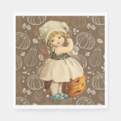 Girl Carving Apple Halloween Servet (Voorkant)