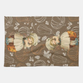 Girl Carving Apple Halloween Theedoek (Horizontaal)