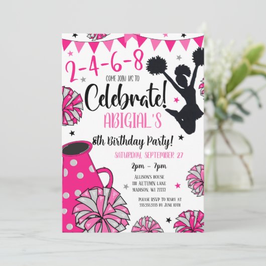 Girl Cheerleader Invite Kaart (Staand voorkant)