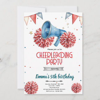 Girl Cheerleader party Invitation Kaart