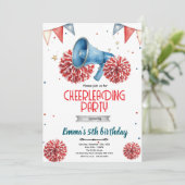 Girl Cheerleader party Invitation  Kaart (Staand voorkant)