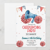 Girl Cheerleader party Invitation  Kaart (Voorkant / Achterkant)
