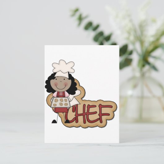 Girl Chef African American Tshirts en Gifts Briefkaart (Staand voorkant)