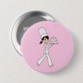Girl Chef Print Ronde Button 7,6 Cm (Voorkant /achterkant)