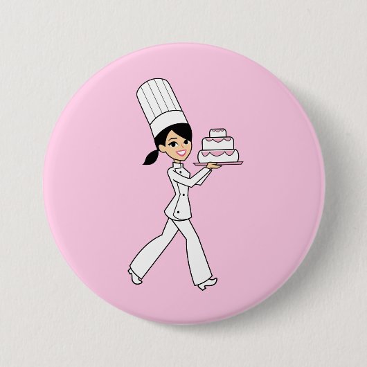 Girl Chef Print Ronde Button 7,6 Cm (Voorkant)