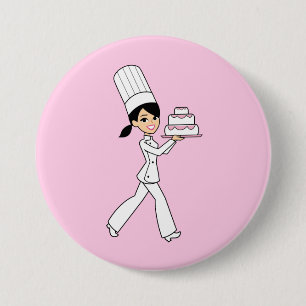 Girl Chef Print Ronde Button 7,6 Cm