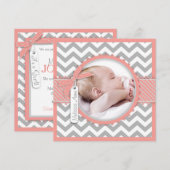 Girl Chevron Print Birth kondiging Fotokaart Aankondiging (Voorkant / Achterkant)
