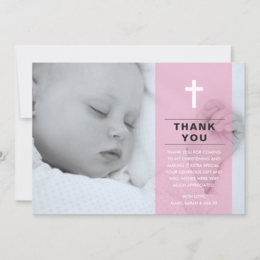 Girl Christening/Baptism Hartelijk dank Bedankkaart (Voorkant)