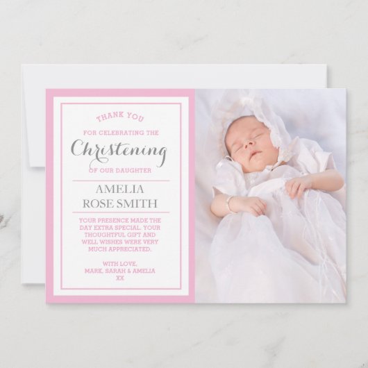 Girl Christening/Baptism Hartelijk dank Bedankkaart (Voorkant)