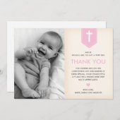 Girl Christening/Baptism Hartelijk dank Bedankkaart (Voorkant / Achterkant)